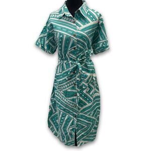 Teal Patterned Midi Dress